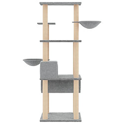 Helloshop26 Arbre à chat meuble tour grimper jouet grattage grattoir escalade plateforme avec griffoirs en sisal clair 141 cm gris 02_0022565