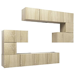 Maison Chic Ensemble de meubles TV 8 pcs | Banc TV Moderne pour salon | Meuble de Rangement - Chêne sonoma Aggloméré -MN68451