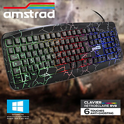 Pack Pro Gamer AMSTRAD WARRIORS 5 pièces: Clavier, Souris & tapis, Casque & adaptateur. Retro-éclairage RVB. AZERTY & USB