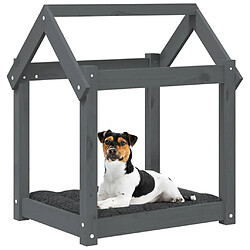 Avis vidaXL Lit pour chien Gris 61x50x70 cm Bois de pin solide