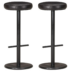 vidaXL Tabourets de bar lot de 2 noir cuir véritable