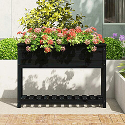 Avis Maison Chic Jardinière,Bac à fleurs - pot de fleur avec étagère Noir 111,5x34,5x81cm Bois massif de pin -GKD17921