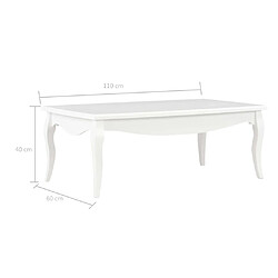 vidaXL Table basse Blanc 110x60x40 cm Bois de pin massif pas cher