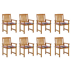 vidaXL Chaises de jardin avec coussins lot de 8 Bois d'acacia solide