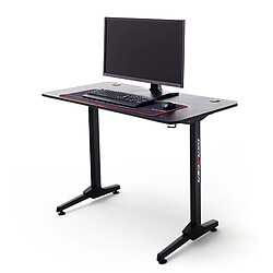 Pegane Table de bureau gamer, table de jeu en bois imitation carbone coloris noir / pieds en métal - Longueur 110 x Hauteur 75 x Profondeur 60 cm