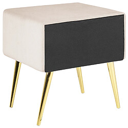 Beliani Table de chevet Velours Beige clair FLAYAT pas cher