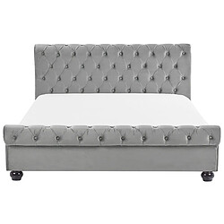 Acheter Beliani Lit chesterfield en velours gris clair 180 x 200 cm AVALLON