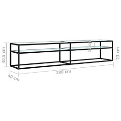 vidaXL Meuble TV Marbre blanc 200x40x40,5 cm Verre trempé pas cher