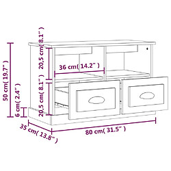 vidaXL Meuble TV blanc 80x35x50 cm bois d'ingénierie pas cher