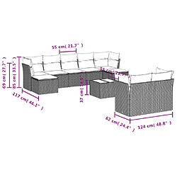 Avis Maison Chic Salon de jardin 10 pcs avec coussins | Ensemble de Table et chaises | Mobilier d'Extérieur noir résine tressée -GKD47304