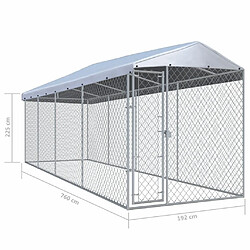 Helloshop26 Chenil extérieur cage enclos parc animaux chien extérieur avec toit pour chiens 760 x 190 x 225 cm 02_0000456