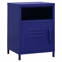 Maison Chic Table de chevet Table de Nuit Meuble de Rangement Bleu marine 35x35x51 cm Acier