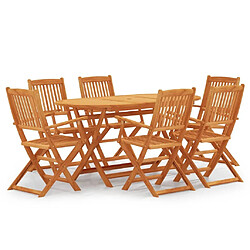 Maison Chic Mobilier à dîner pliable 7 pcs de jardin - Ensemble table et chaises d'extérieur - Salon/Mobilier de jardin classique Bois d'eucalyptus -MN69672