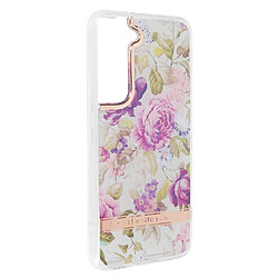 Avizar Coque Samsung Galaxy S22 Dos Rigide Contour Souple Design Fleurs Violettes