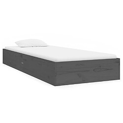 vidaXL Cadre de lit sans matelas gris bois massif 75x190 cm