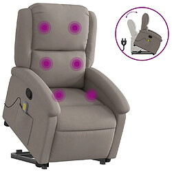 vidaXL Fauteuil inclinable de massage Taupe Tissu