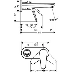 Hansgrohe - Mitigeur de lavabo Novus encastré mural bec 195 mm bonde à écoulement libre chromé