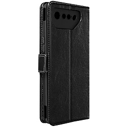 Avizar Housse pour Asus Rog Phone 7 Cuir Véritable Porte-carte Support Vidéo Noir