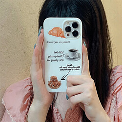 GUPBOO Étui pour iPhone13 Étui de téléphone portable simple lettres de café croissant personnalisé doux