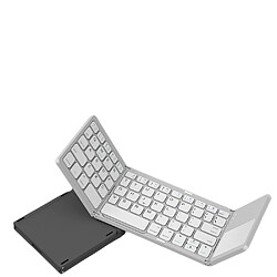 General Clavier pliable, souris à pavé tactile sensible, mini clavier de voyage rechargeable, clavier Bluetooth sans fil portable à trois volets, pour Windows iOS Android Mac,(argent)