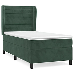 Maison Chic Lit adulte- Lit + matelas,Sommier à lattes de lit avec matelas Vert foncé 90x200 cm -GKD14819