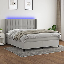 vidaXL Sommier à lattes de lit matelas LED Gris clair 160x200 cm Tissu