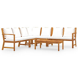 Maison Chic Salon de jardin 6 pcs - Table et chaises d'extérieur - Mobilier/Meubles de jardin Moderne avec coussin Crème Bois d'acacia solide -MN99292