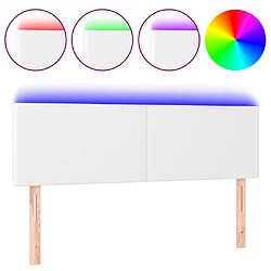 Maison Chic Tête de lit scandinave à LED,meuble de chambre Blanc 144x5x78/88 cm Similicuir -MN65762