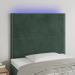 Maison Chic Tête de lit moderne à LED lumineuse pour chambre - Décoration de lit Vert foncé 90x5x118/128 cm Velours -MN89505