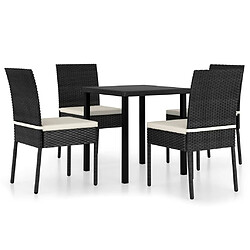 Salle à manger de jardin 5 pcs,Table et chaise à dîner Résine tressée Noir -MN70812