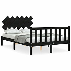 Maison Chic Lit adulte - Cadre Structure de lit avec tête de lit Contemporain noir 120x200 cm bois massif -MN50731