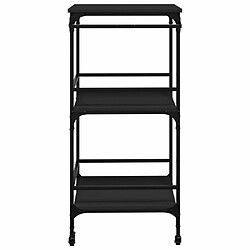 Maison Chic Desserte de cuisine | Chariot de cuisine | Meuble de rangement roulant noir 60,5x50x105 cm bois d'ingénierie -GKD13278 pas cher