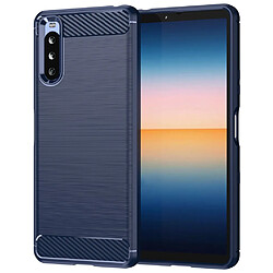 Coque en TPU texture en fibre de carbone, surface brossée bleu pour votre Sony Xperia 10 III 5G/10 III Lite