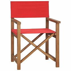 Maison Chic Chaise/Fateuill de metteur en scène Bois de teck solide Rouge -GKD54577