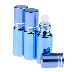 3pcs vider le rouleau sur les bouteilles 5ml verre bouteille à rouleau pour le parfum huile essentielle bleu