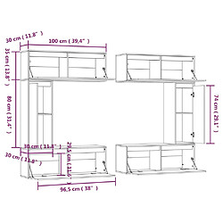 vidaXL Meubles TV 6 pcs Blanc Bois massif de pin pas cher