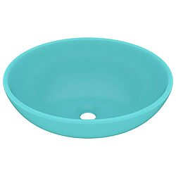 vidaXL Lavabo ovale de luxe Vert clair mat 40x33 cm Céramique