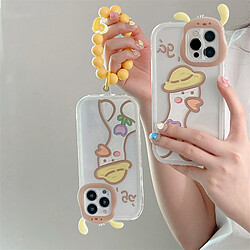 GUPBOO Étui pour iPhone13 Doodle Canard Fleur Dessin Animé Téléphone Cas Bracelet Doux