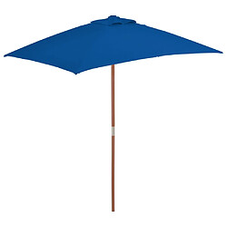 vidaXL Parasol de jardin avec mât en bois bleu 150x200 cm