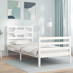 Maison Chic Cadre/structure de lit avec tête de lit pour adulte - Lit Moderne Chambre blanc simple bois massif -MN77617