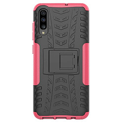 Wewoo Coque Pour Galaxy A70s Texture de pneu TPU antichoc + PC Housse de protection avec support rose