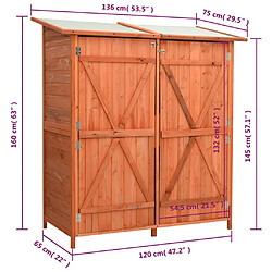 vidaXL Abri à outils de jardin 136x75x160 cm Bois de sapin massif pas cher