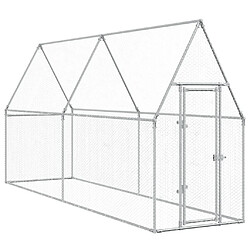 vidaXL Cage pour poules argenté 400x100x190 cm acier galvanisé