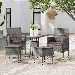 vidaXL Salon de jardin 5 pcs Résine tressée Gris