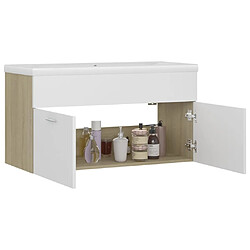 Acheter vidaXL Armoire d'évier et lavabo intégré Blanc et chêne sonoma