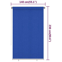 vidaXL Store roulant d'extérieur 140x230 cm Bleu PEHD pas cher