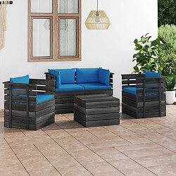 Maison Chic Salon palette de jardin 5 pcs avec coussins,Table et Chaises d'extérieur,Mobilier de jardin Bois de pin massif -MN48269