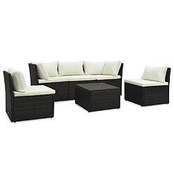 Maison Chic Salon de jardin 4 pcs + coussins - Mobilier/Meubles de jardin - Table et chaises d'extérieur Résine tressée Marron -MN42164