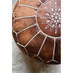 Poufs & Pillows Pouf Marocain Marron Cognac en Cuir