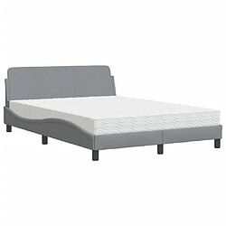 Vidaxl Lit avec matelas gris clair 140x190 cm tissu